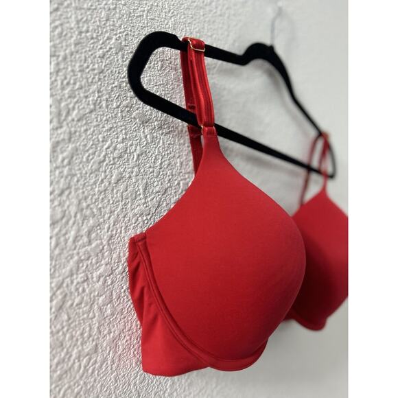 JoySpun Smoothing TShirt Bra Womens Sz 40D Red Lightly Lined Underwire Racerback - Picture 2 of 8